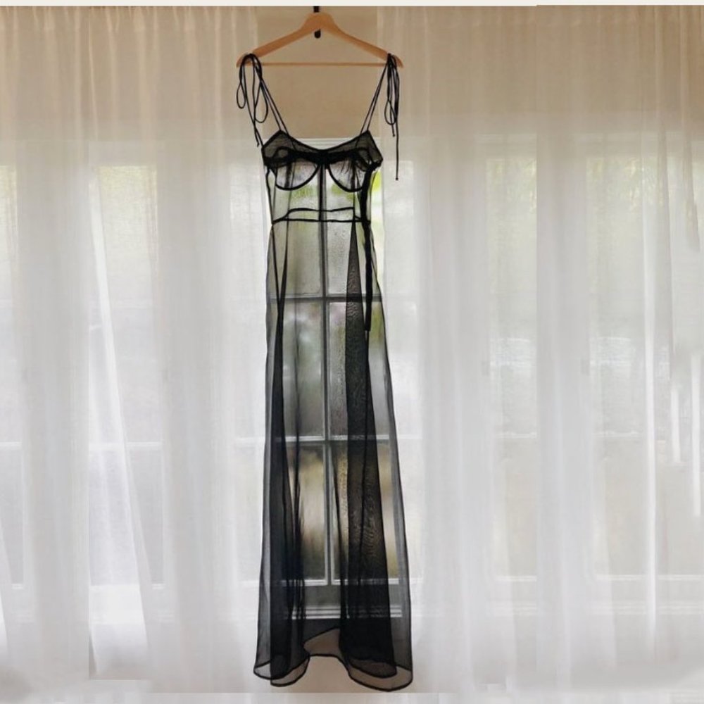 KAMPERETT Rae Silk Organza Black Dress NWT - Picture 3 of 7